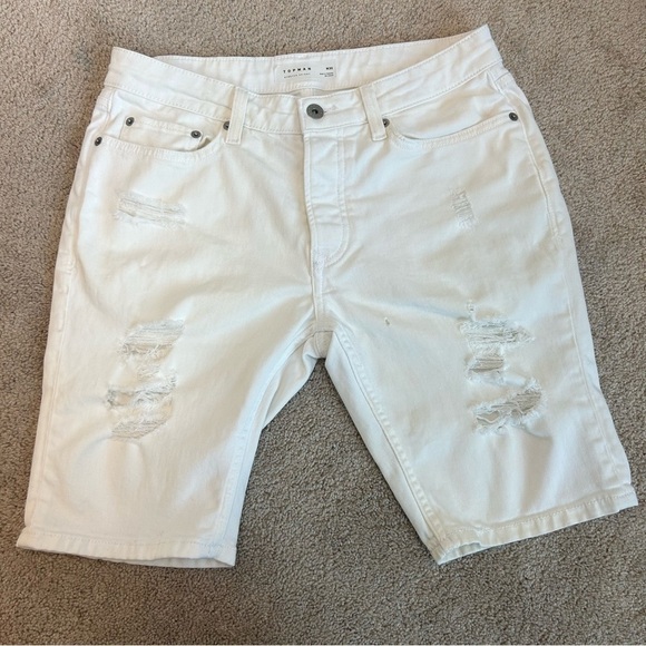TOPMAN white distressed denim Jean shorts Sz 30🇨🇦 - Picture 9 of 9